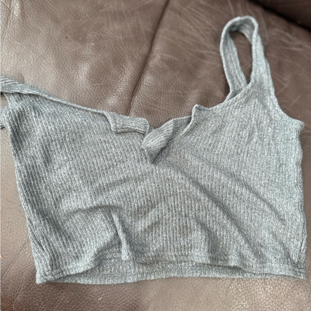 Aeropostale Gray Ribbed Crop Top